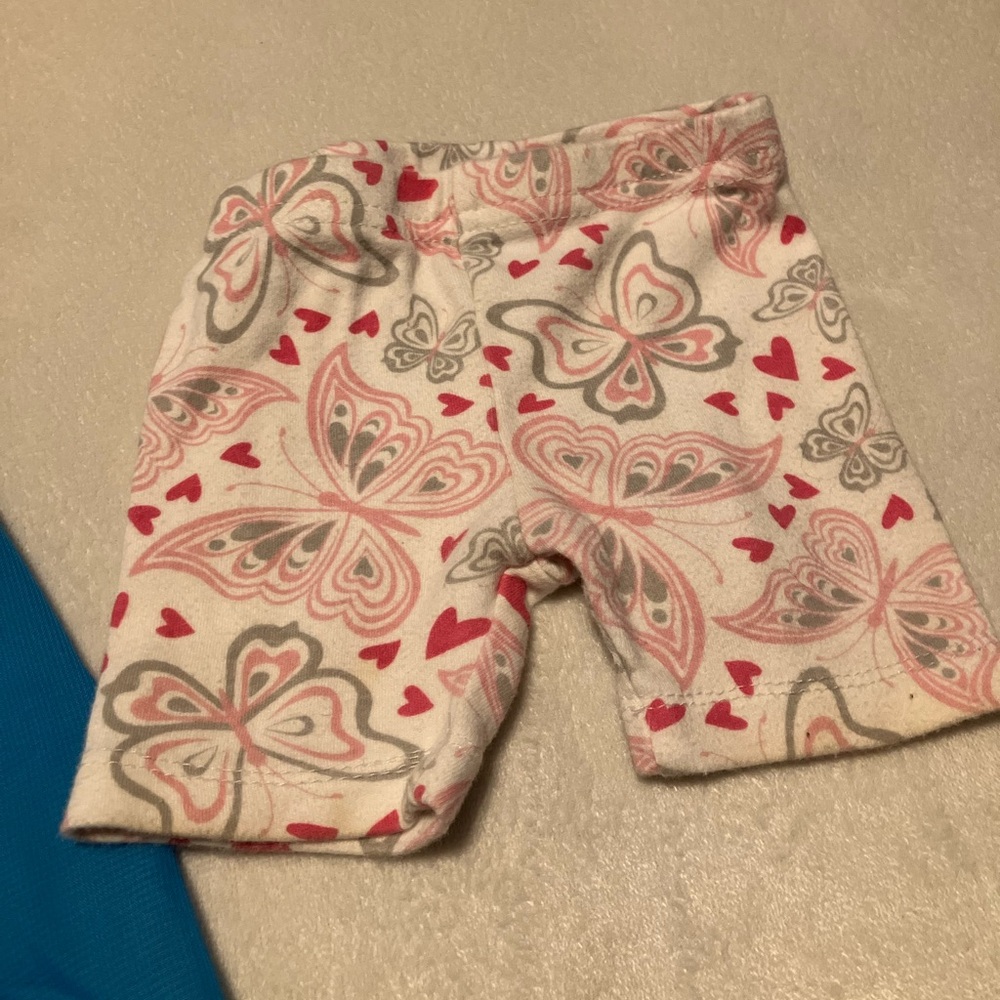Blue Baby Dress with Butterfly Appliqué and Pink Butterfly Patterned Shorts - Picture 2 of 8